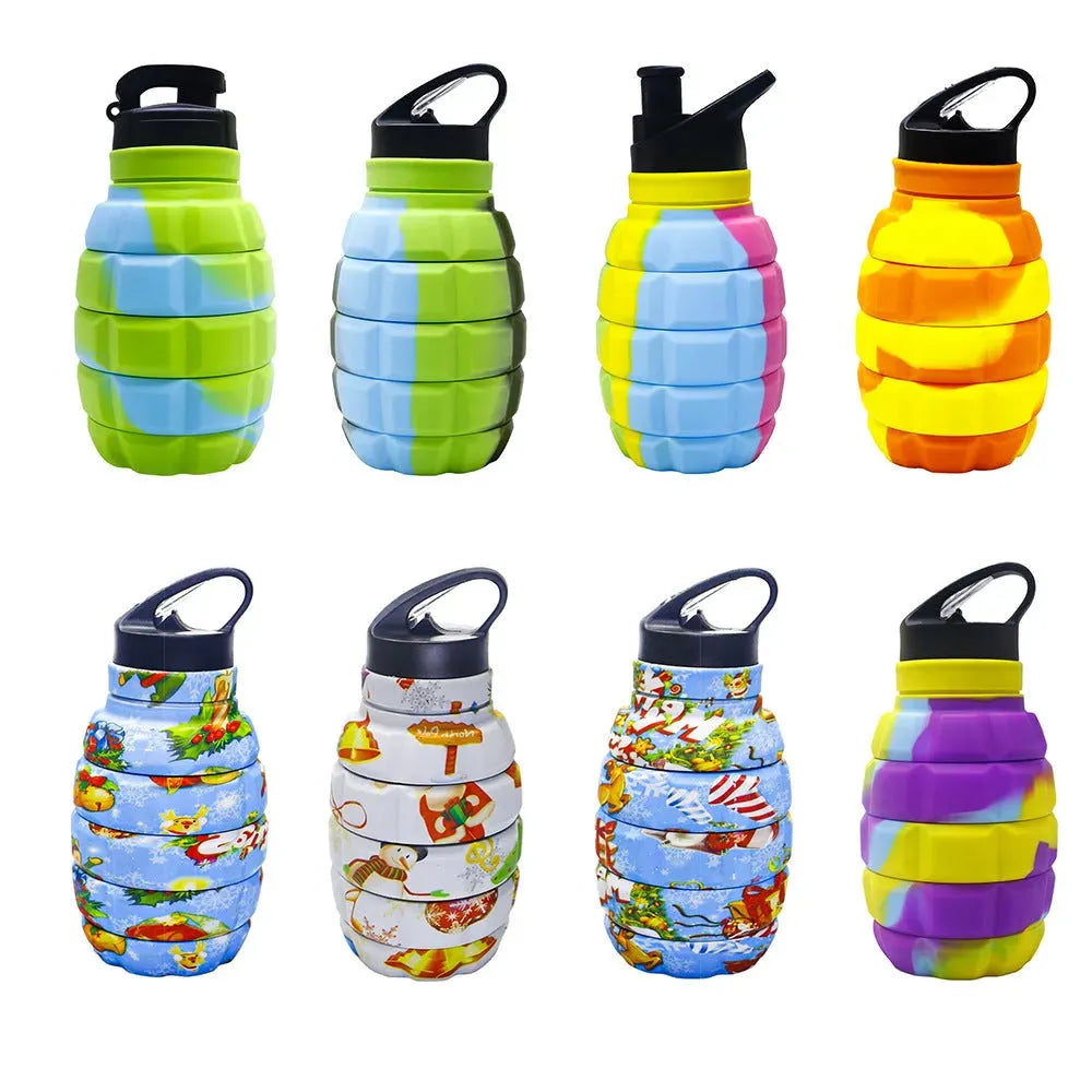 Foldable Water Bottle Food Grade Silicone Cycling Hiking Kettle With Hook - Bellarte Enchanté Foldable Water Bottle Food Grade Silicone Cycling Hiking Kettle With Hook